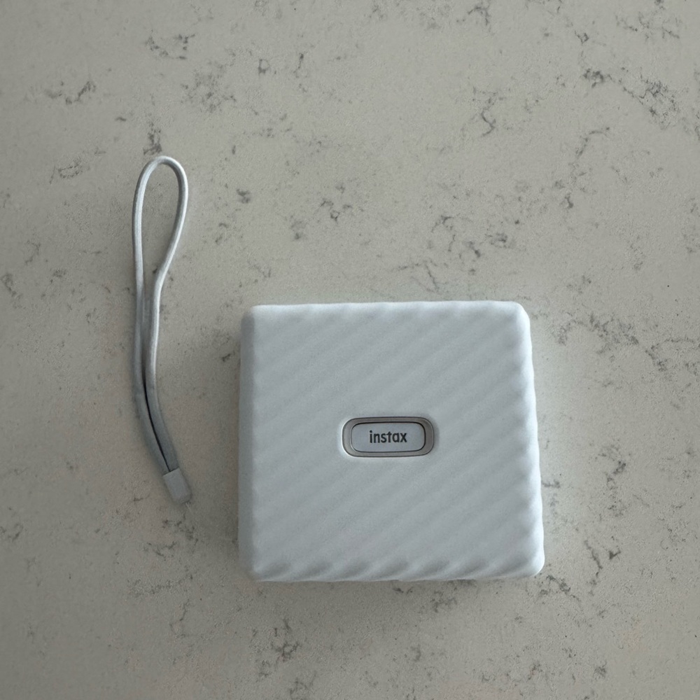 Instax White Photo Printer with Strap